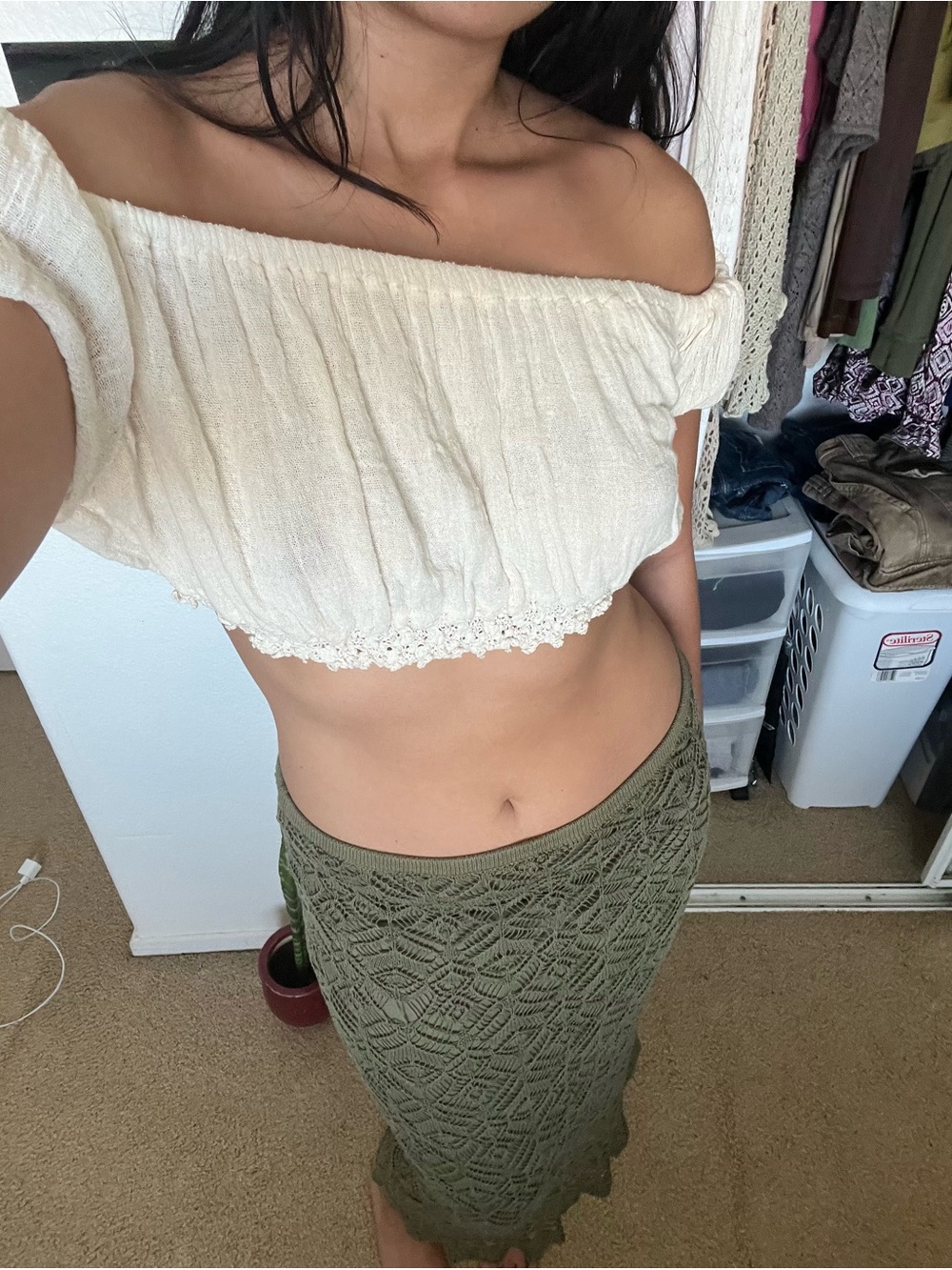 Fairy Knit Dark Olive Maxi Skirt